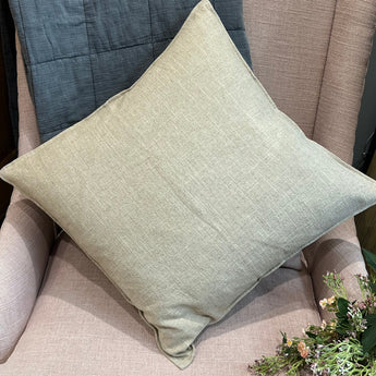 Natural Jasper square cushion with Ramie and cotton cover by CHALK, showcasing a soft, textured beige fabric for cozy home decor.