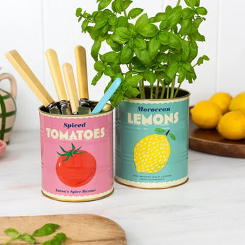 Set of two Rex B2B lemon and tomato-themed medium storage tins, ideal for kitchen organization and food storage.