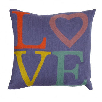 Decorative Love Blue Cushion, 18-inch from Decoish, featuring soft fabric and a romantic heart design for cozy home decor.