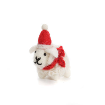 Mini Sheep in Hat & Scarf Felt Decoration - Bumble Living