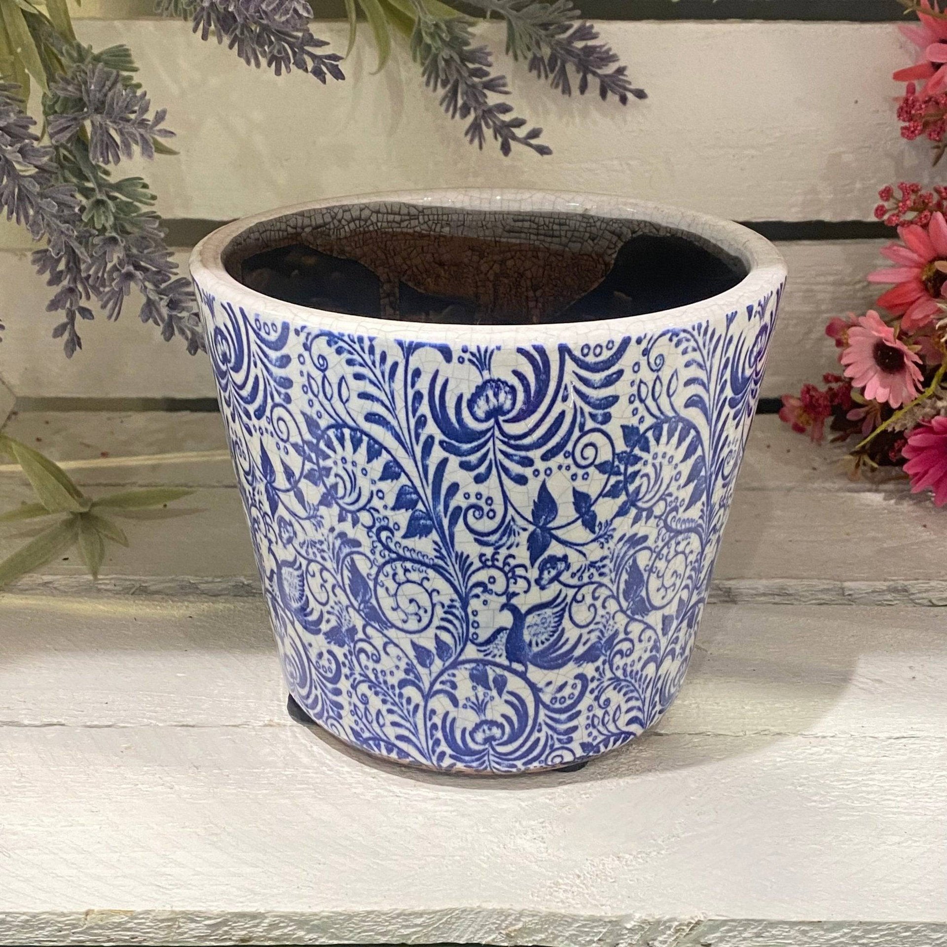 blue and white plant pots uk Old Style Dutch Pot Blue 6 Assorted Styles – Bumble Living