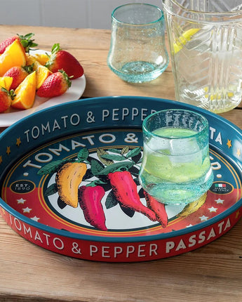 Round Rex B2B Passata serving tray with a smooth surface, perfect for serving trinkets or small items.