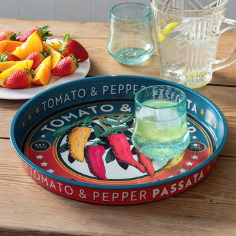 Round Rex B2B Passata serving tray with a smooth surface, perfect for serving trinkets or small items.