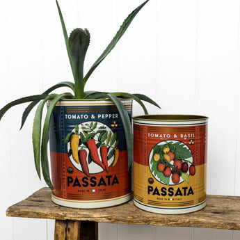 Set of two Rex B2B Passata XL storage tins, rectangular metal containers with airtight lids for kitchen organization.