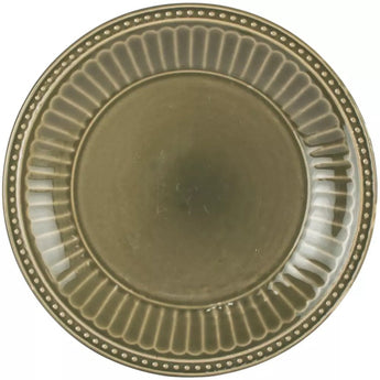 Green Pembroke Stoneware Side Plate by Grand Illusions with a classic design, perfect for serving small portions or appetizers.