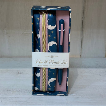 Teal Moon Pen and Pouch Set by Designworks Collective featuring a stylish pen with a matching teal pouch.