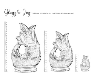 Large pistachio-colored Cocoa Brown Original Gluggle Jug by The Gluggle Jug Factory, with a distinctive spout and decorative design.