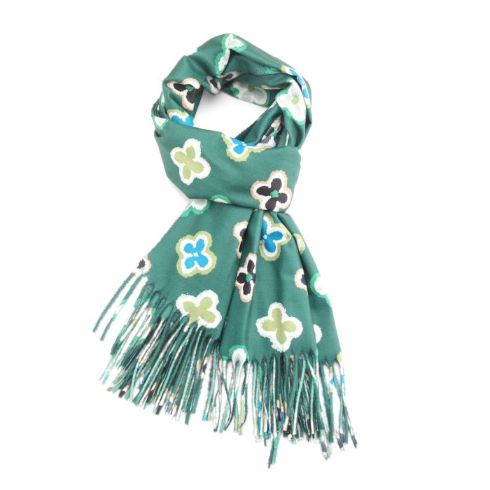 Pretty Floral Scarf- Green - Bumble Living