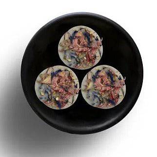Freckleface RHS Botanic Wild Meadow wax melts with floral and herbal scent, displayed in a clear plastic tray.