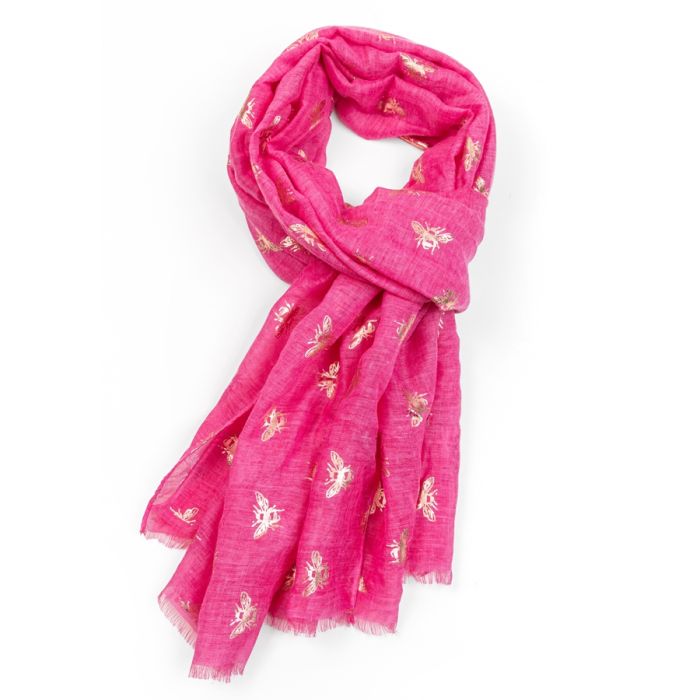 Rose Gold Bees Scarf- Hot Pink - Bumble Living