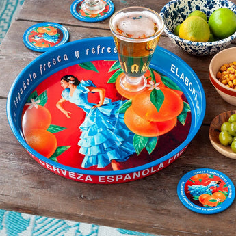 Round metal serving tray - Cerveza Española - Bumble Living
