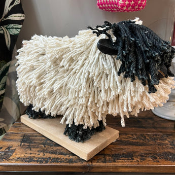 Small Sadie Sheep ornament by Aquarelle Home, featuring a cute, handcrafted sheep animal decorative piece.