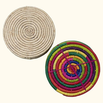 Set of 6 Raffia Placemats 22cm - Multicolour - Bumble Living