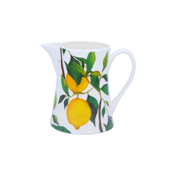 Small Lemon Tree Bone China Jug by Gisela Graham, featuring a delicate lemon design on elegant white bone china.