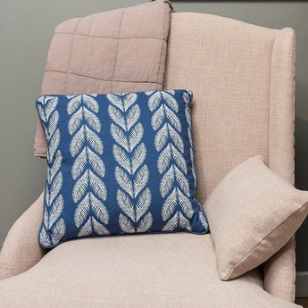 Square cushion in vibrant Maya Blue by Grand Illusions, featuring a soft fabric cover and plush filling for comfortable seating or décor.