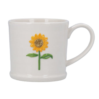 Gisela Graham sunflower stoneware mug with a vibrant sunflower design and sturdy handle, perfect for hot beverages.