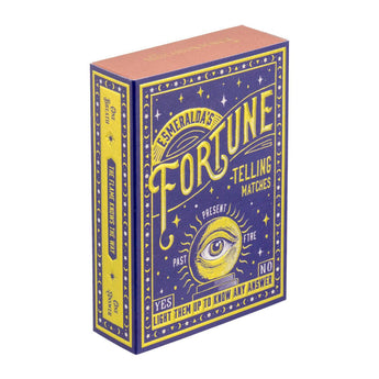 Extra long matches from The Matchbox Maker called The Fortune Teller, shown in a close-up image with striking packaging.