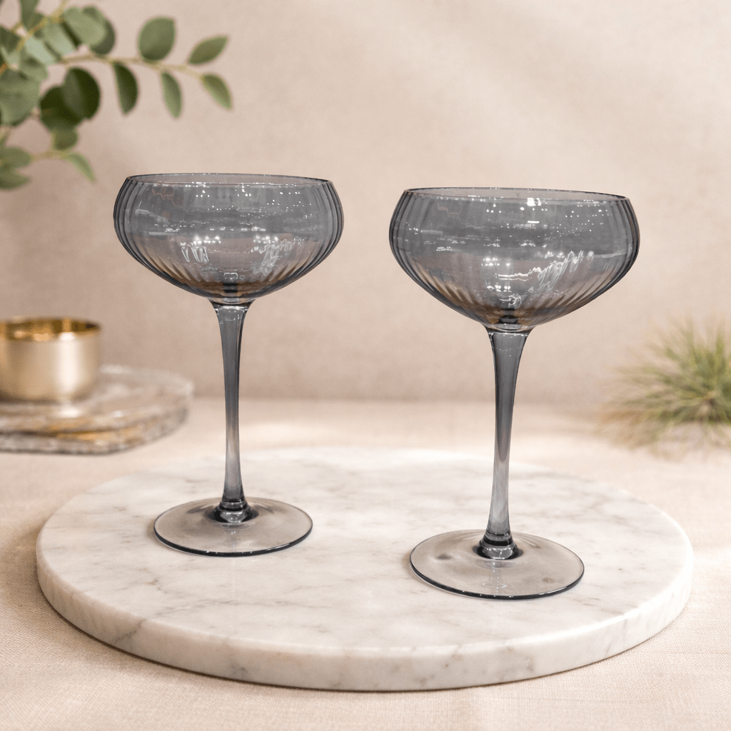 The Lou Coupe Glass - Set of 2 Blue - Bumble Living