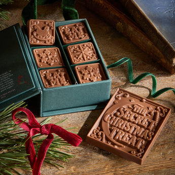 Chocolate gift inspired by The Night Before Christmas book, featuring a chocolate set from The Chocolate Gift Company.