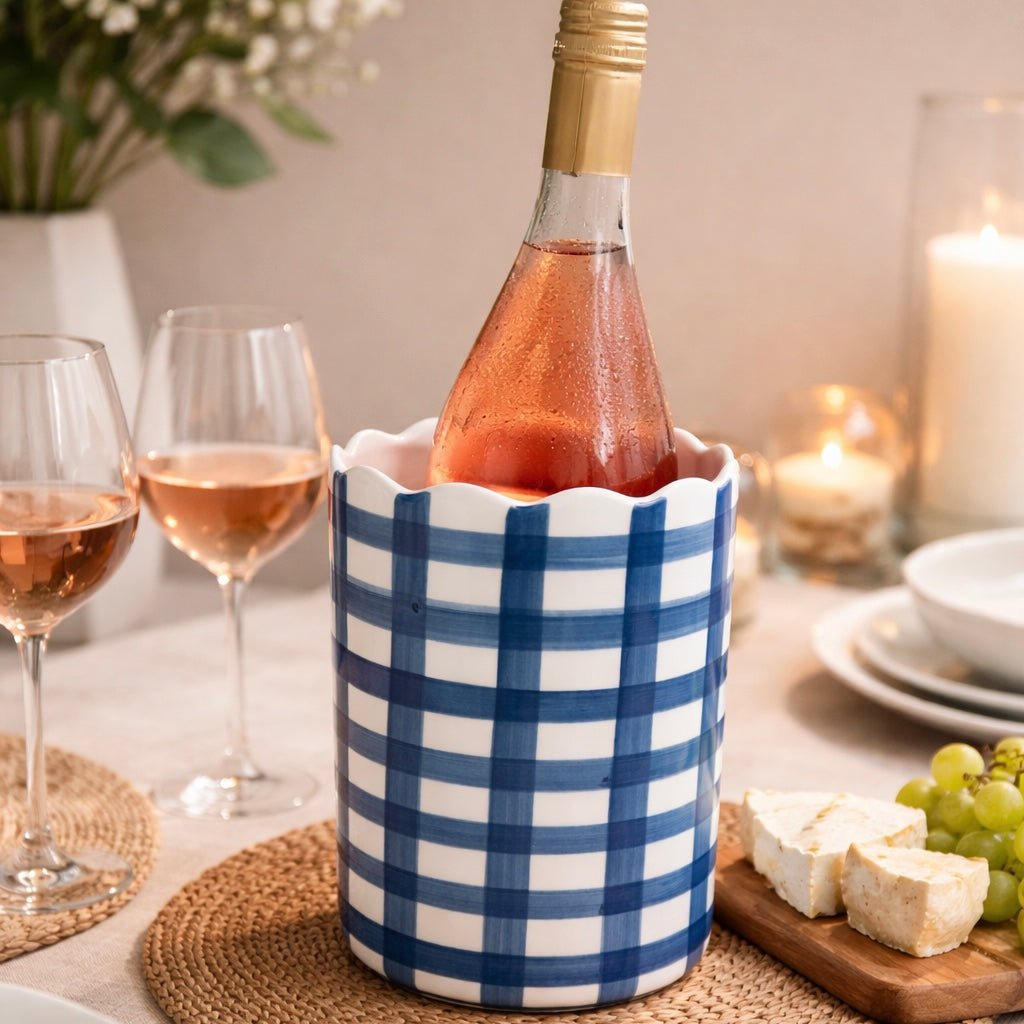 Designworks Collective Penny Ceramic Wine Cooler jug with a sleek, modern design, perfect for chilling wine in style.