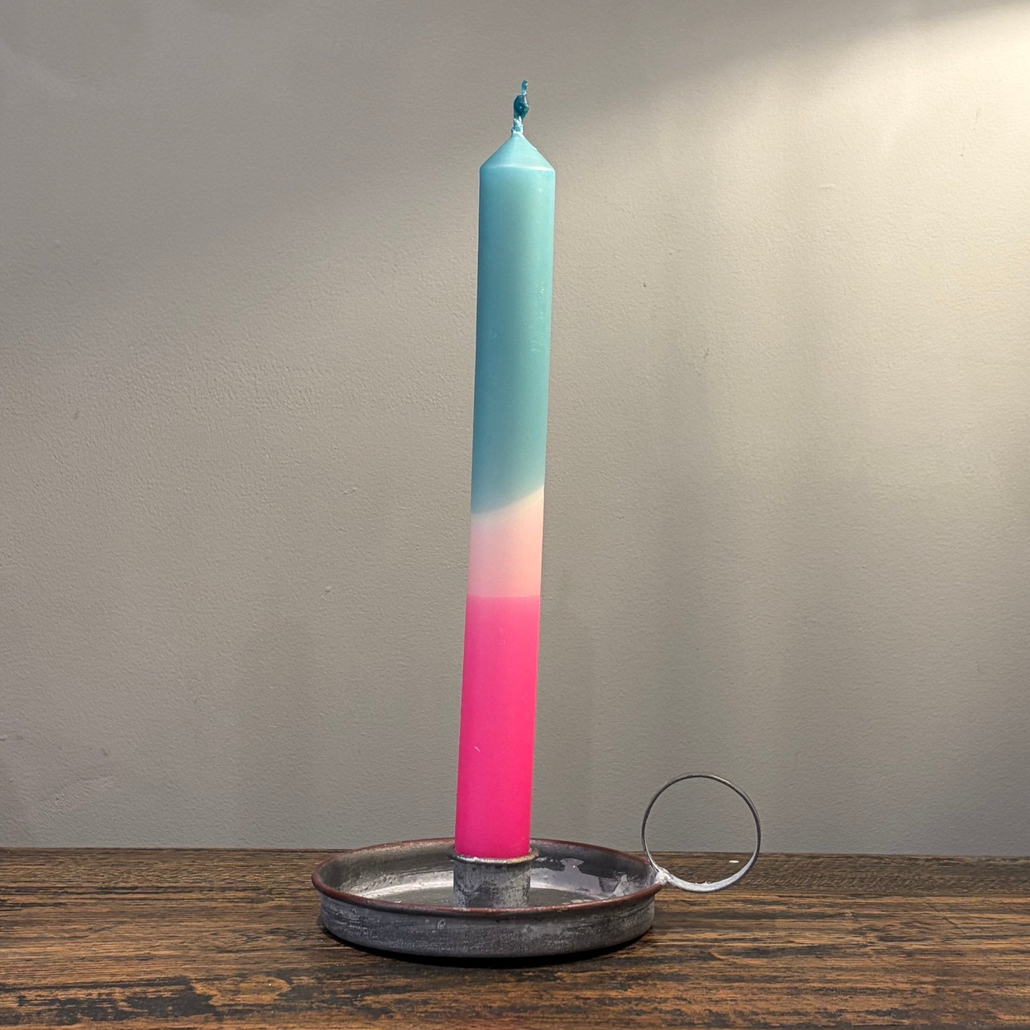 Turquoise Flamingo Dip Dye Dinner Candle - Bumble Living