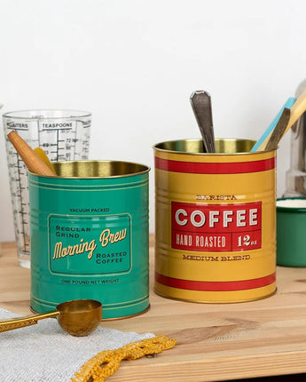 Set of two vintage coffee storage tins by Rex B2B, medium size with retro design, ideal for kitchen organization and coffee storage.