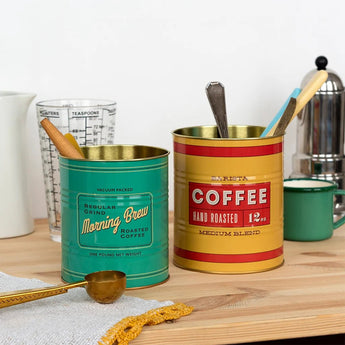 Set of two vintage coffee storage tins by Rex B2B, medium size with retro design, ideal for kitchen organization and coffee storage.
