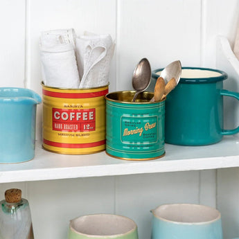 Set of two vintage coffee storage tins by Rex B2B with retro design, perfect for kitchen organization or decorative use.