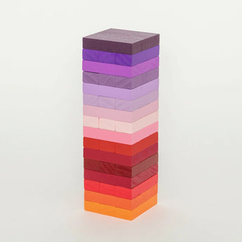 Warm gradient tower block game by Block Design, featuring colorful wooden blocks stacked in a tower for puzzles and stacking fun.
