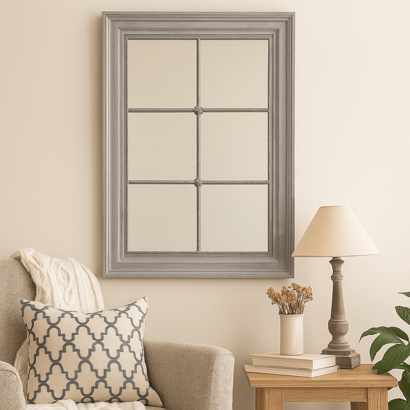 Window Panel Mirror Antique Grey – Bumble Living
