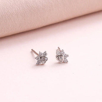 Gold-tone Golden Retriever earrings featuring adorable paw print designs from Attic Creations, perfect for dog lovers.