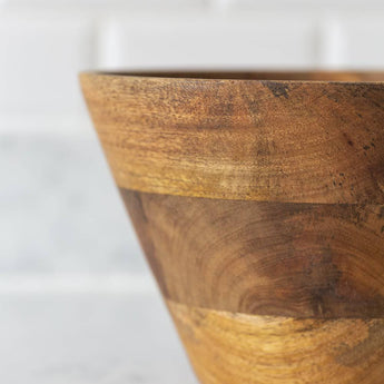 Medium Acacia Salad Bowl by Grand Illusions, featuring a smooth wooden finish and rounded shape for serving salads.