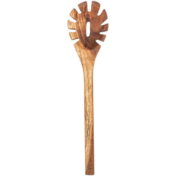 Acacia wooden spoon from Grand Illusions kitchenware set, showing a smooth, polished wooden cooking utensil with a rounded handle.