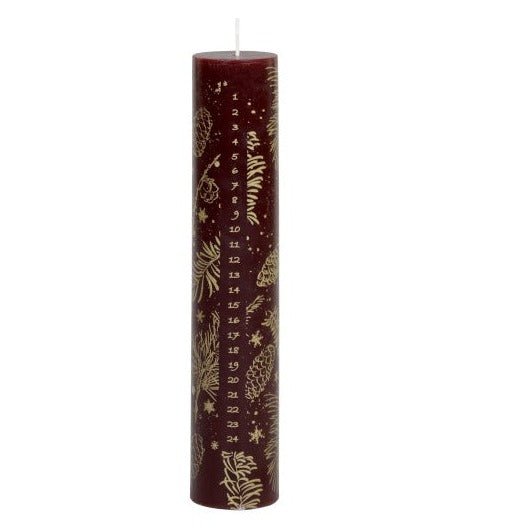 Advent Candle No. 1-24 w. gold print 60 h Antique Cherry - Bumble Living