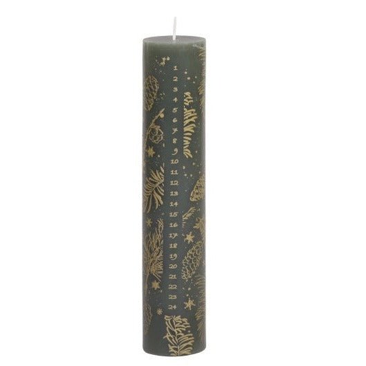 Advent Candle No. 1-24 w. gold print 60 h Olive - Bumble Living