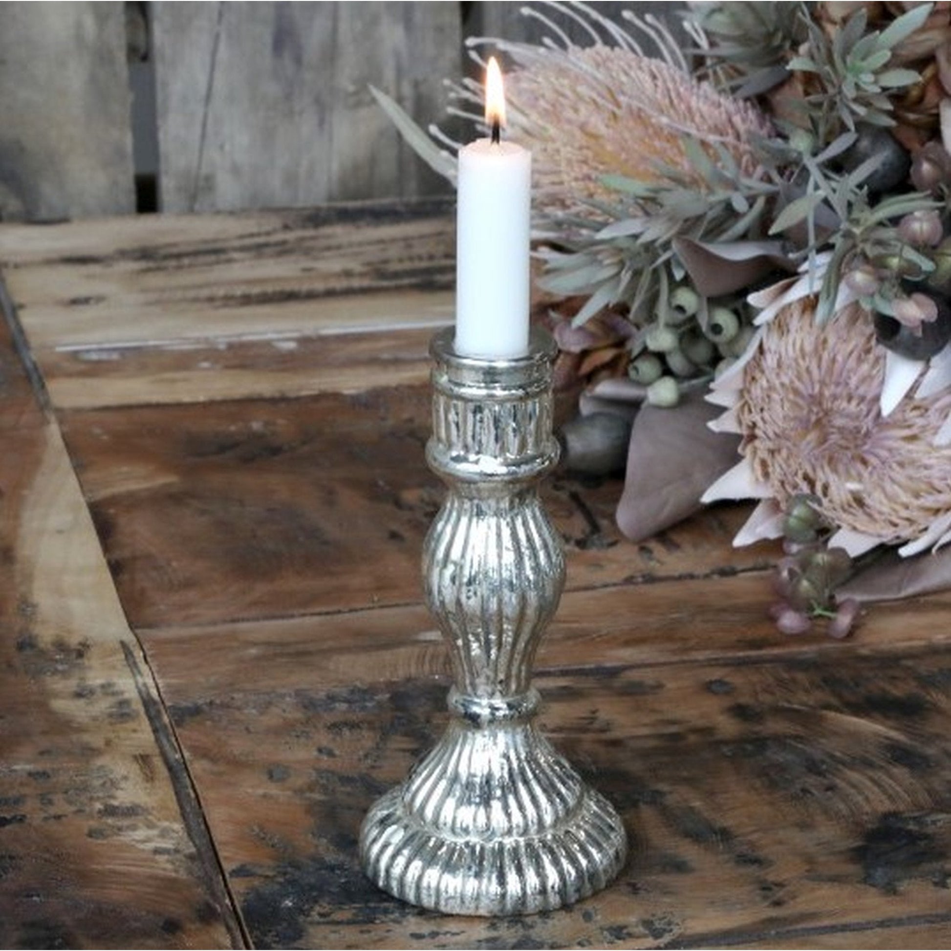 Antique Silver Candle Holder - Bumble Living
