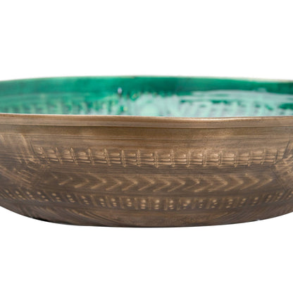 Aztec Collection Brass Embossed Ceramic Large Bowl - Bumble Living