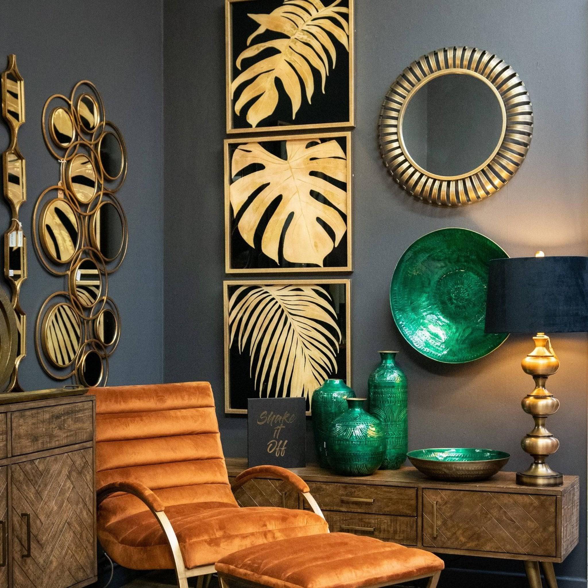 Aztec Collection Brass Embossed Ceramic Large Bowl | Bumble Living