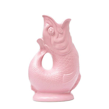 Baby pink Mini Gluggle Jug from The Gluggle Jug Factory, featuring a charming ceramic design with a spout and handle.