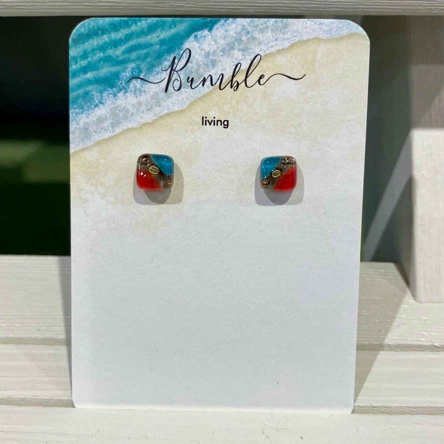 Blue and Pink Bubble Glass Earrings - Bumble Living