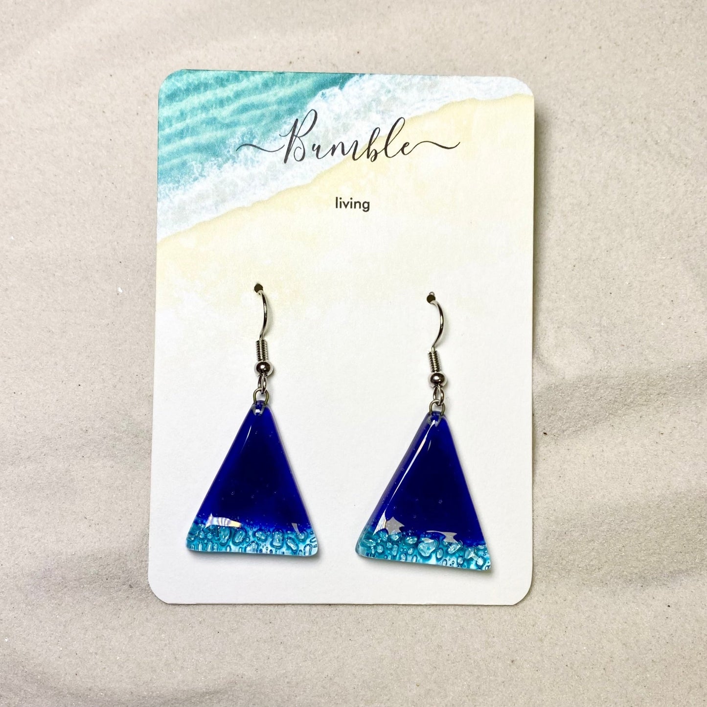 Blue & Sea Blue Bubble Triangular Shape Drop Earrings - Bumble Living