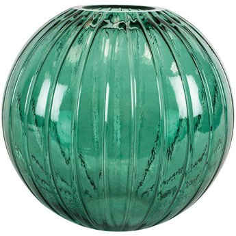 Large green glass vase by Grand Illusions with a sleek, modern design, perfect for floral arrangements or home decor.