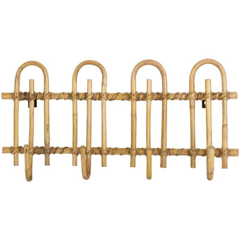 Set of Grand Illusions cane wall hooks for coats, featuring natural cane design and sturdy wall mounting for organization.