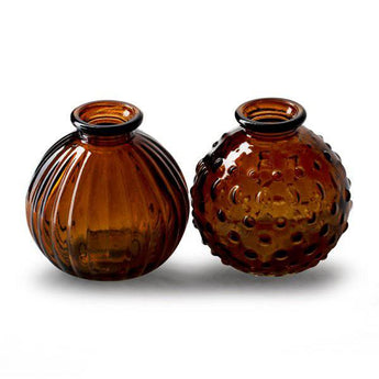 Casa Verde Cedar Bubble Stripe Round Jive Vase showing a round ceramic vase with blue and white bubble stripe pattern.