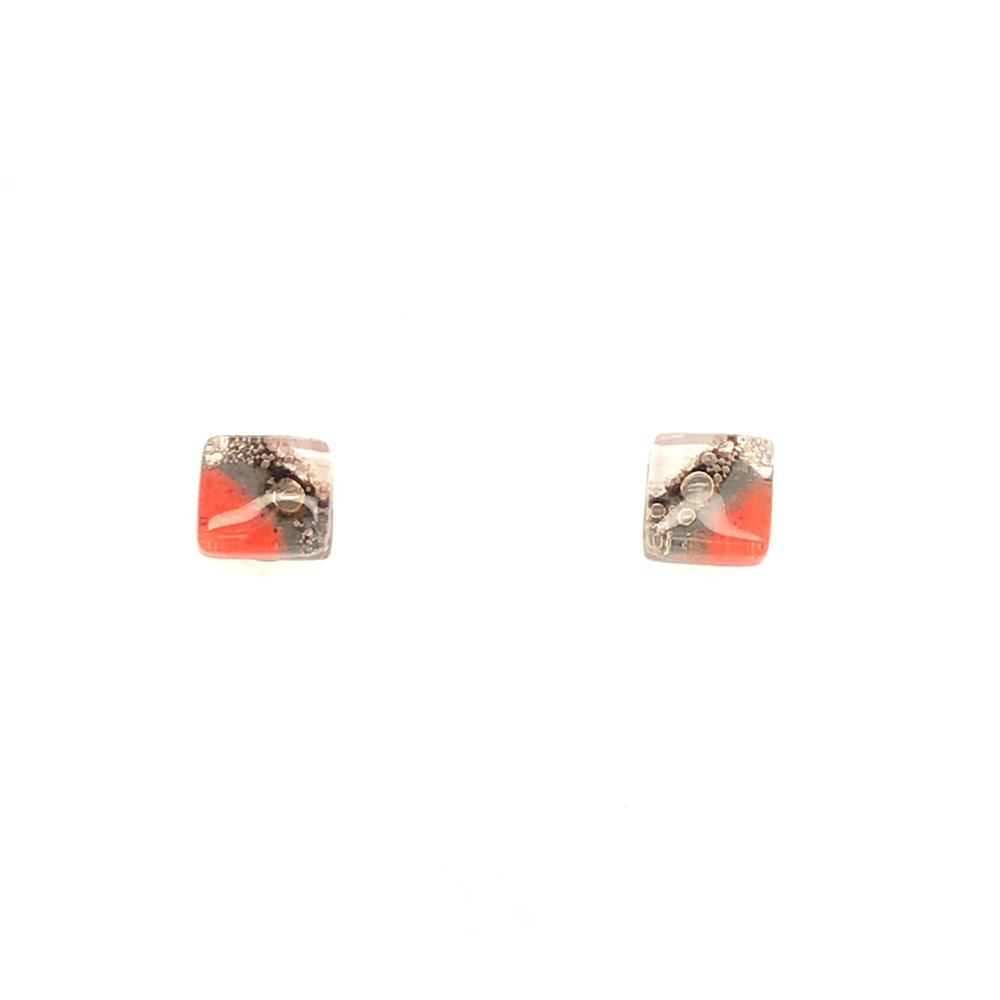 Coral & White Bubble Stud Earrings - Bumble Living
