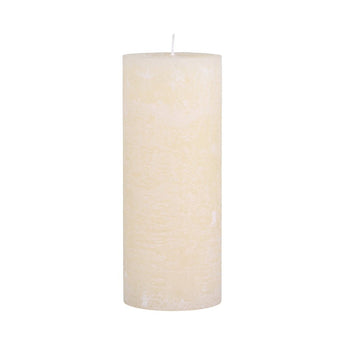 Cream rustic pillar candle by Chic Antique, 150-hour burn time, with a textured finish and classic cylindrical shape.