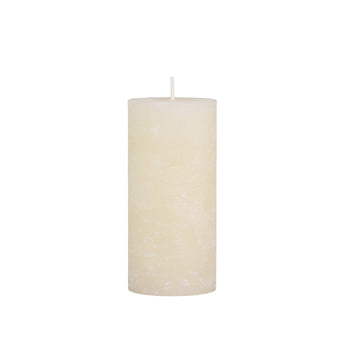 Cream rustic pillar candle by Chic Antique, designed for 60-hour burn time, with a textured finish and classic cylindrical shape.