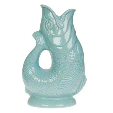 Eau de Nil Original Gluggle Jug XL by The Gluggle Jug Factory, featuring a ceramic jug with a spout and traditional design.