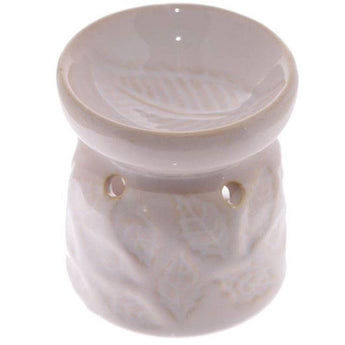 Pukator Eden ceramic leaves wax burner in assorted colors, decorative ceramic design for melting scented wax.