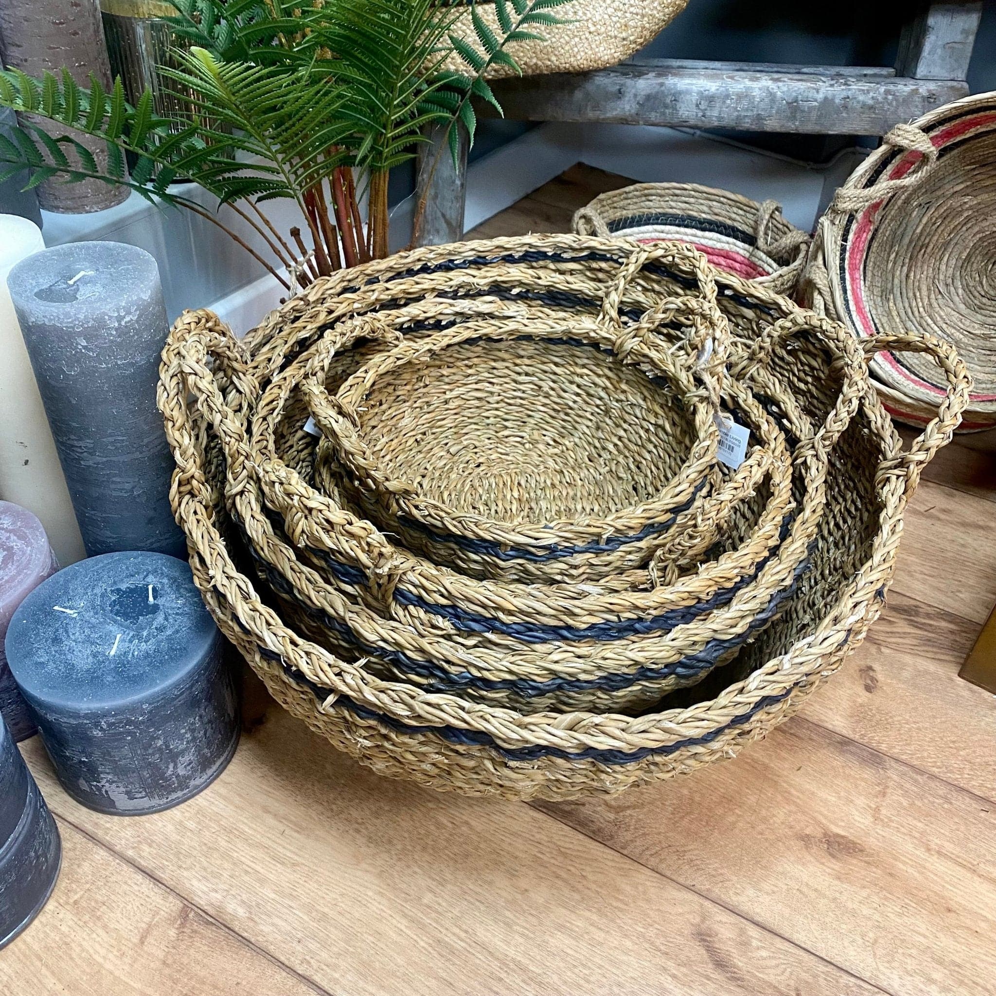 Extra Large Hogla Stripe Basket Bumble Living